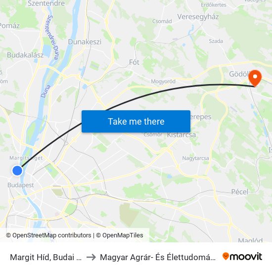 Margit Híd, Budai Hídfő H to Magyar Agrár- És Élettudományi Egyetem map