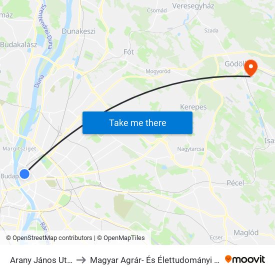Arany János Utca M to Magyar Agrár- És Élettudományi Egyetem map