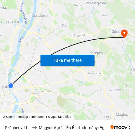 Széchenyi Utca to Magyar Agrár- És Élettudományi Egyetem map