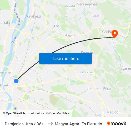 Damjanich Utca / Dózsa György Út to Magyar Agrár- És Élettudományi Egyetem map