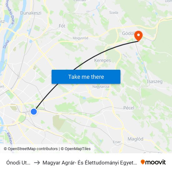 Ónodi Utca to Magyar Agrár- És Élettudományi Egyetem map