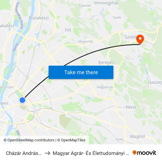 Cházár András Utca to Magyar Agrár- És Élettudományi Egyetem map