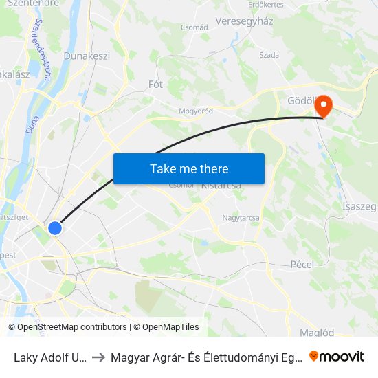 Laky Adolf Utca to Magyar Agrár- És Élettudományi Egyetem map