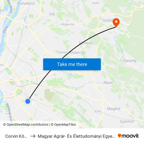 Corvin Körút to Magyar Agrár- És Élettudományi Egyetem map