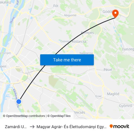 Zamárdi Utca to Magyar Agrár- És Élettudományi Egyetem map