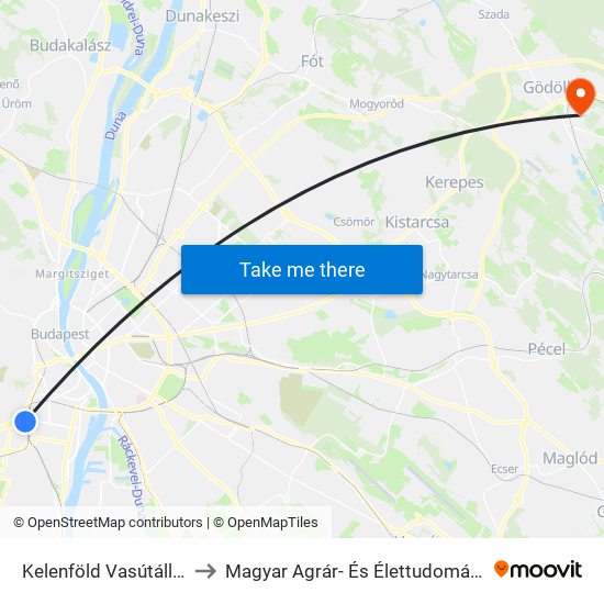 Kelenföld Vasútállomás M to Magyar Agrár- És Élettudományi Egyetem map