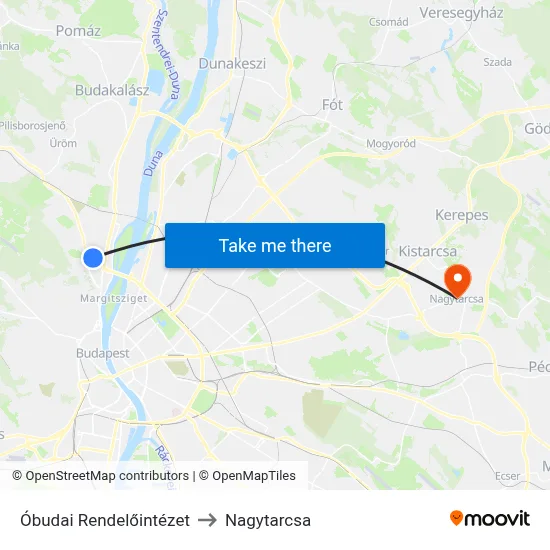 Óbudai Rendelőintézet to Nagytarcsa map