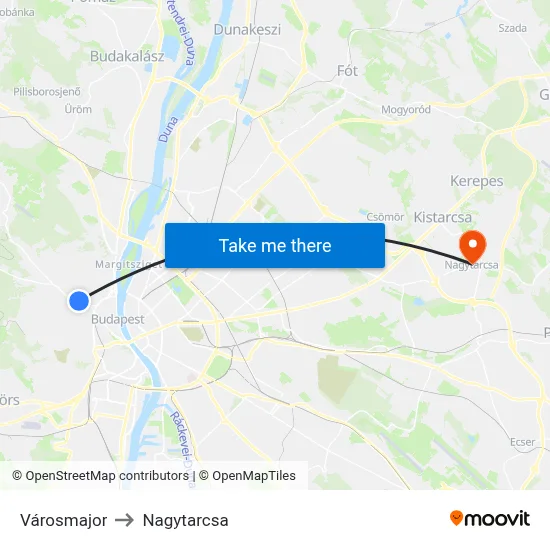 Városmajor to Nagytarcsa map