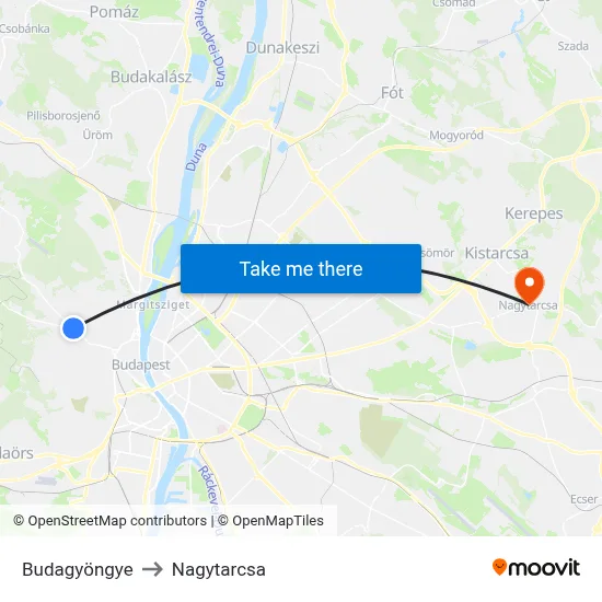 Budagyöngye to Nagytarcsa map