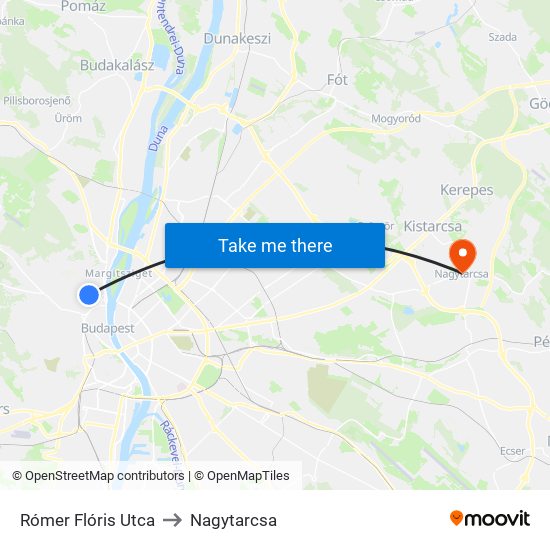 Rómer Flóris Utca to Nagytarcsa map