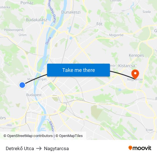 Detrekő Utca to Nagytarcsa map