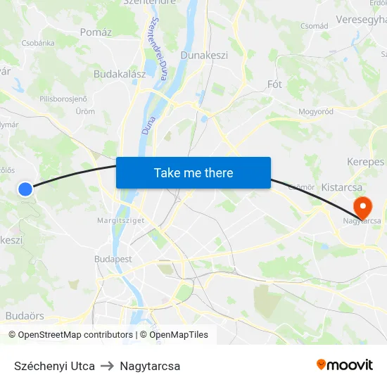 Széchenyi Utca to Nagytarcsa map