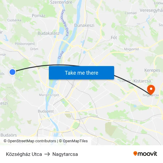 Községház Utca to Nagytarcsa map