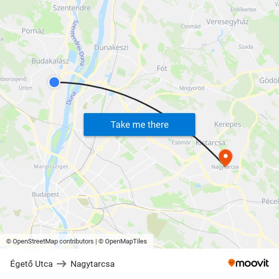 Égető Utca to Nagytarcsa map