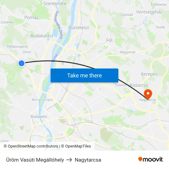 Üröm Vasúti Megállóhely to Nagytarcsa map