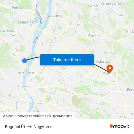 Bogdáni Út to Nagytarcsa map