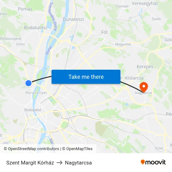 Szent Margit Kórház to Nagytarcsa map