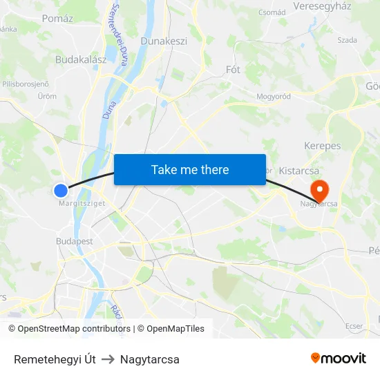 Remetehegyi Út to Nagytarcsa map