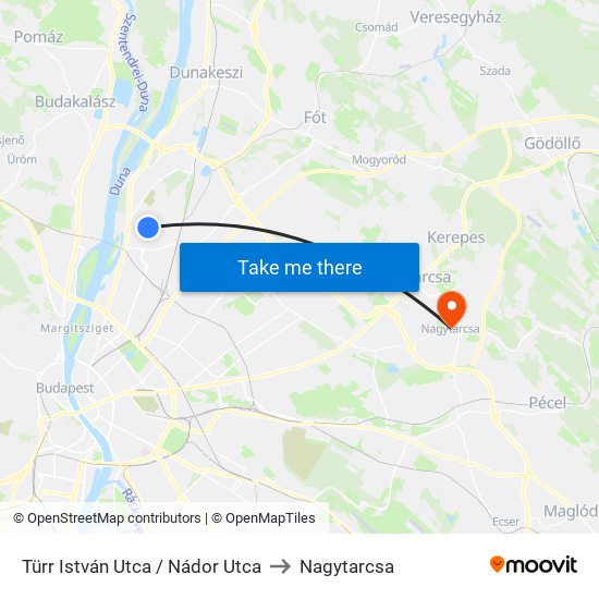 Türr István Utca / Nádor Utca to Nagytarcsa map