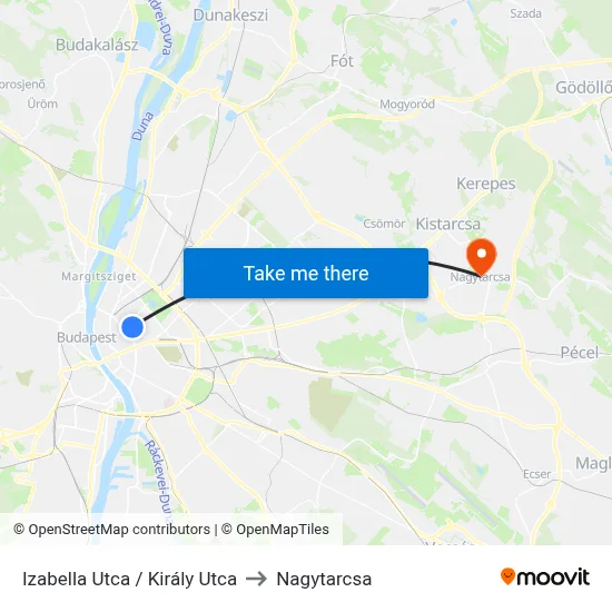 Izabella Utca / Király Utca to Nagytarcsa map