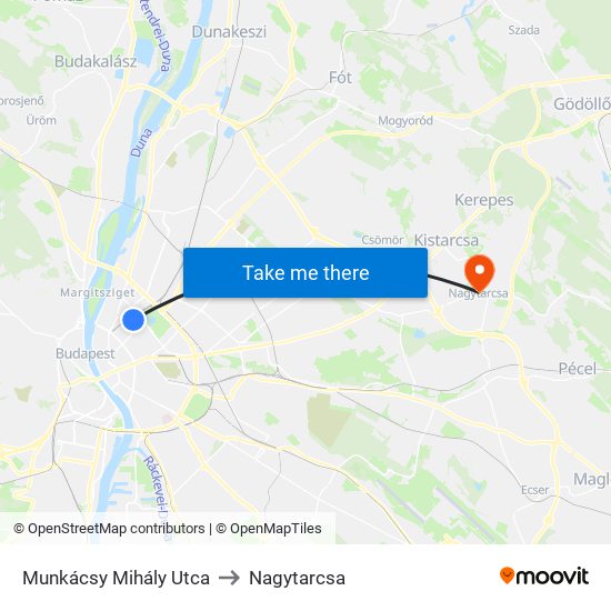 Munkácsy Mihály Utca to Nagytarcsa map