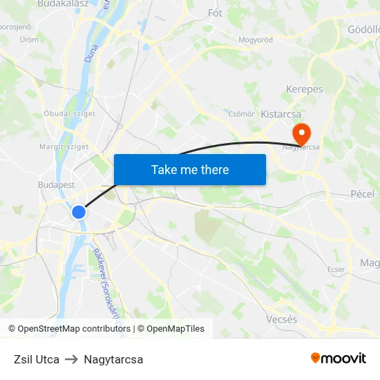 Zsil Utca to Nagytarcsa map