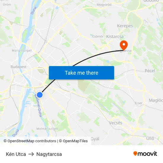 Kén Utca to Nagytarcsa map