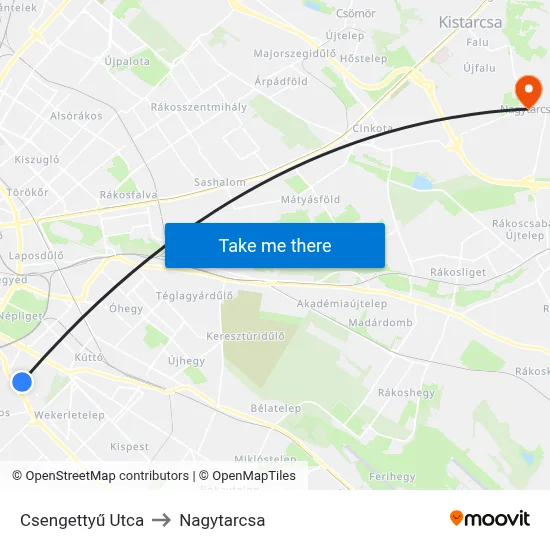 Csengettyű Utca to Nagytarcsa map