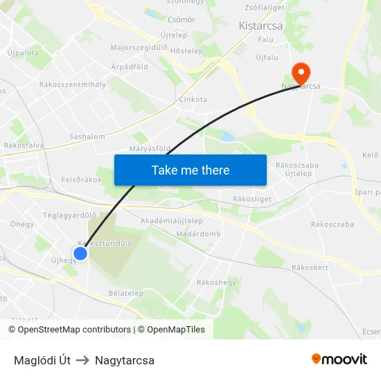 Maglódi Út to Nagytarcsa map