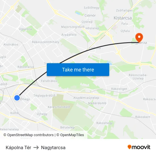 Kápolna Tér to Nagytarcsa map