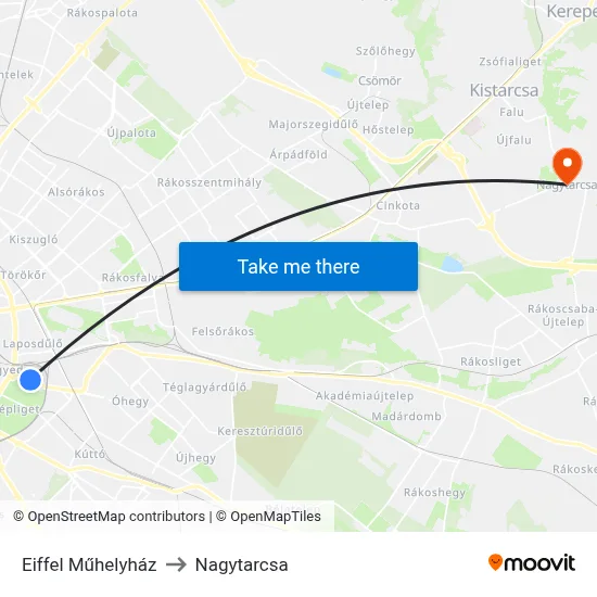 Eiffel Műhelyház to Nagytarcsa map