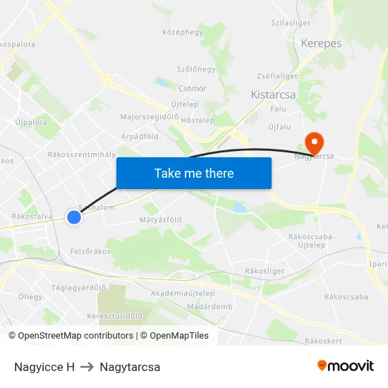 Nagyicce H to Nagytarcsa map