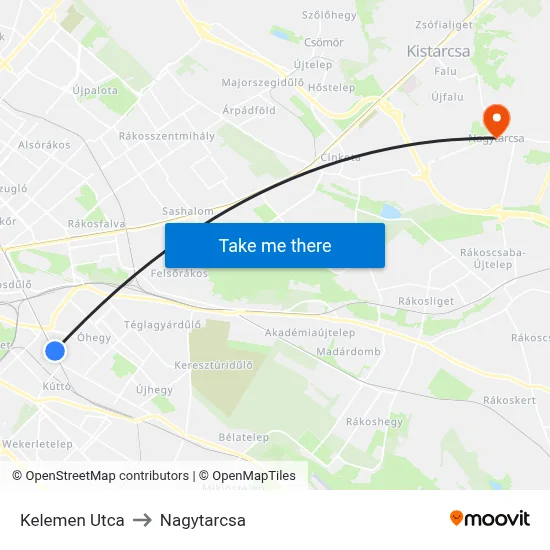 Kelemen Utca to Nagytarcsa map