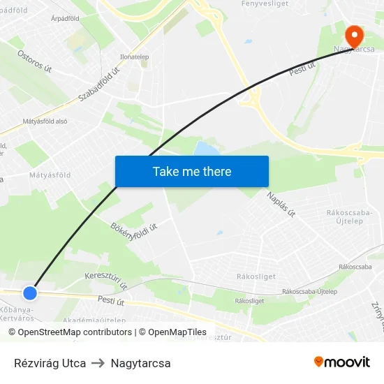 Rézvirág Utca to Nagytarcsa map