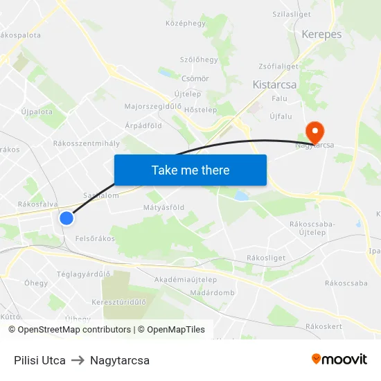 Pilisi Utca to Nagytarcsa map