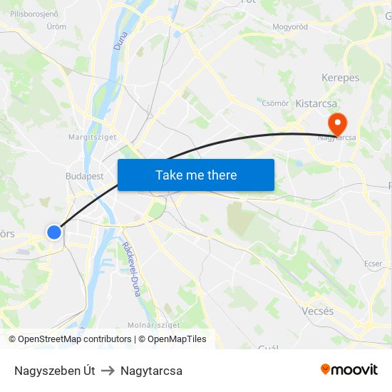 Nagyszeben Út to Nagytarcsa map