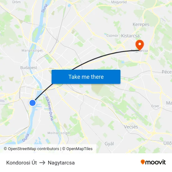 Kondorosi Út to Nagytarcsa map