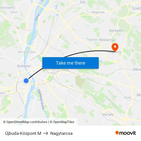 Újbuda-Központ M to Nagytarcsa map
