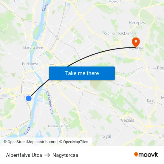 Albertfalva Utca to Nagytarcsa map