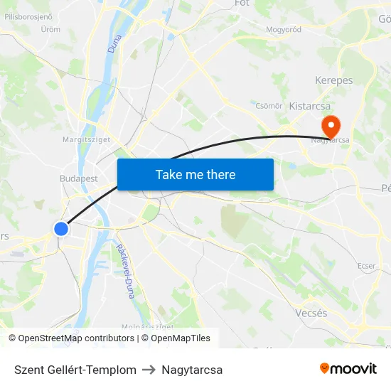 Szent Gellért-Templom to Nagytarcsa map