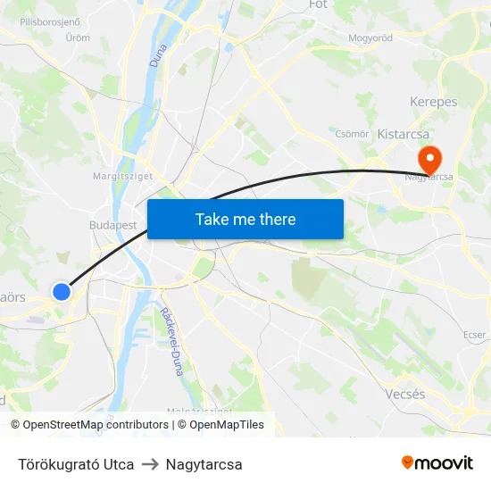 Törökugrató Utca to Nagytarcsa map