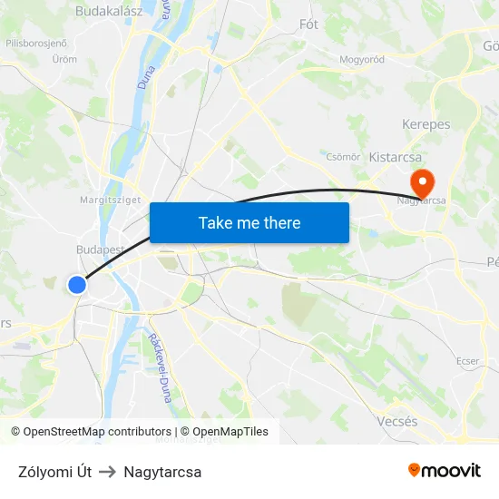 Zólyomi Út to Nagytarcsa map