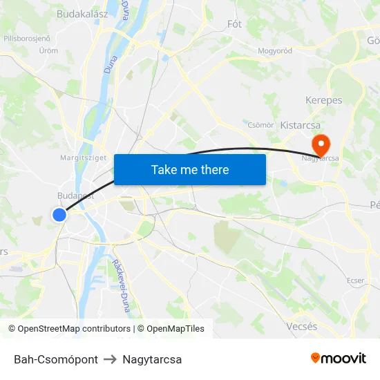 Bah-Csomópont to Nagytarcsa map