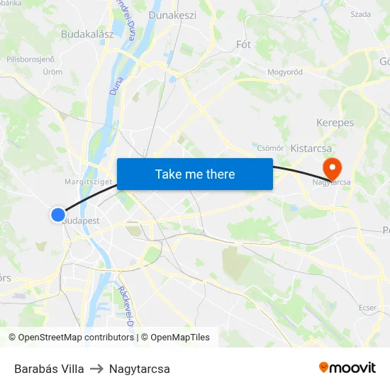 Barabás Villa to Nagytarcsa map