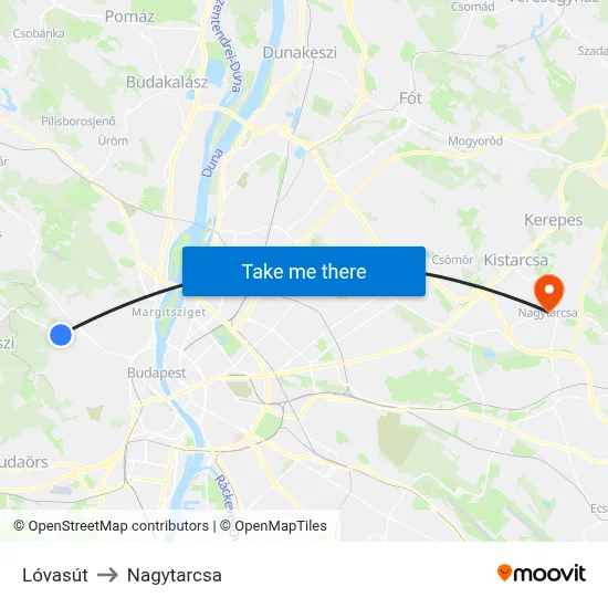 Lóvasút to Nagytarcsa map