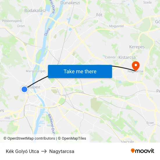 Kék Golyó Utca to Nagytarcsa map