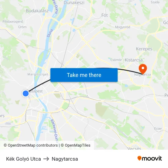 Kék Golyó Utca to Nagytarcsa map