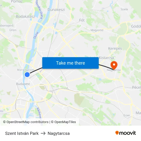 Szent István Park to Nagytarcsa map