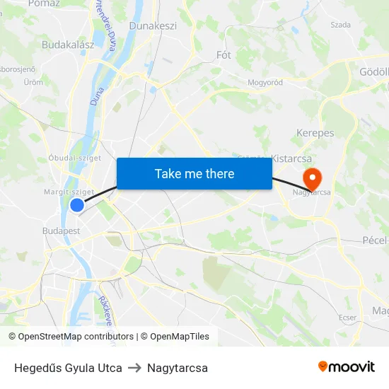 Hegedűs Gyula Utca to Nagytarcsa map