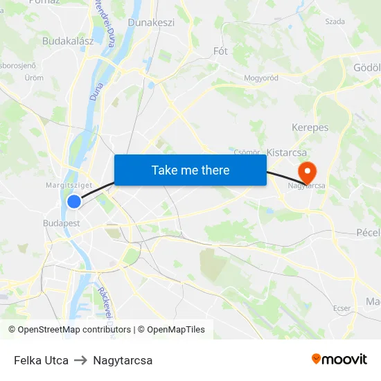 Felka Utca to Nagytarcsa map